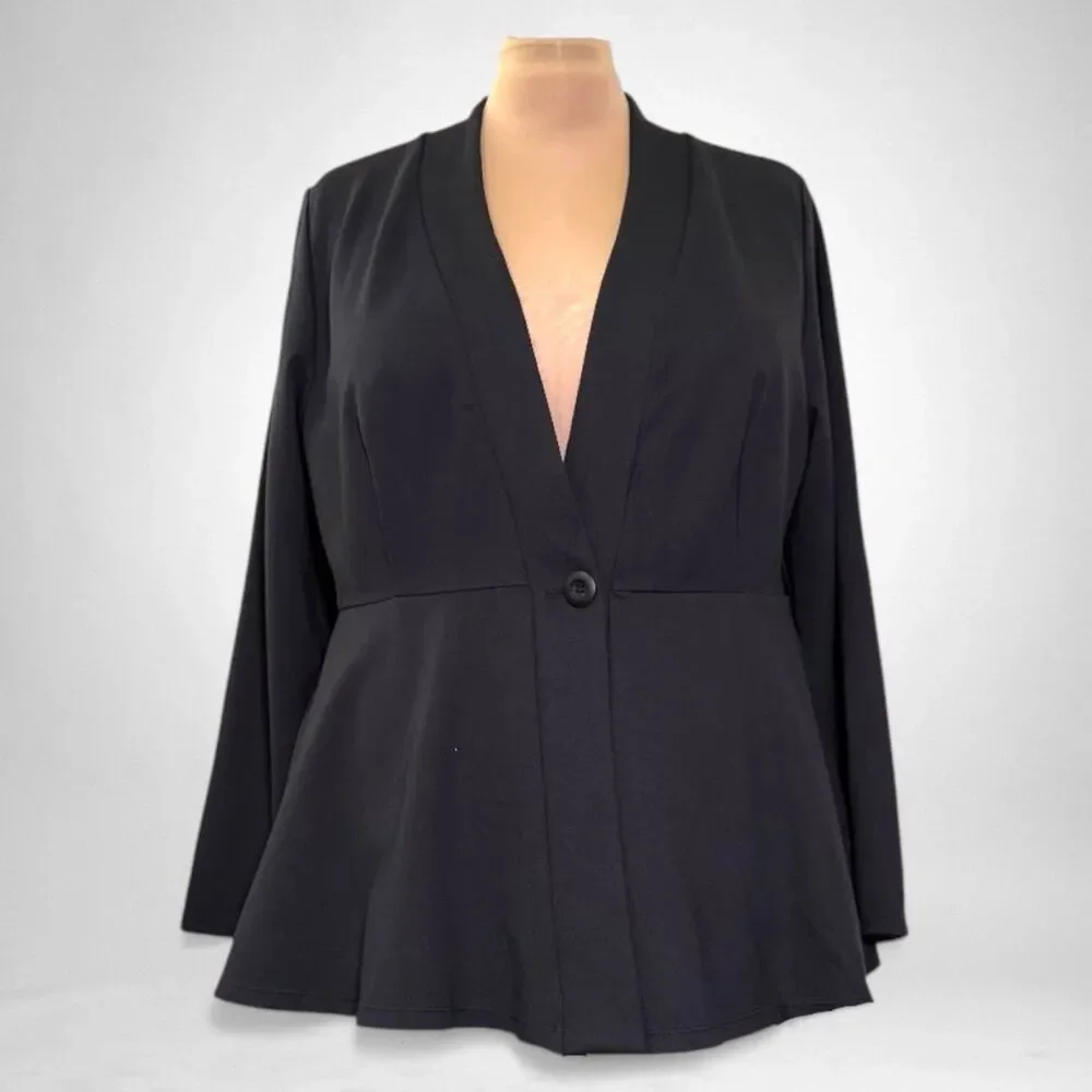 HALARA Plus Size V Neck Long Sleeve Peplum Jacket Blazer, NEW! Size 2X